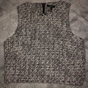 Woven cropped zipper back top